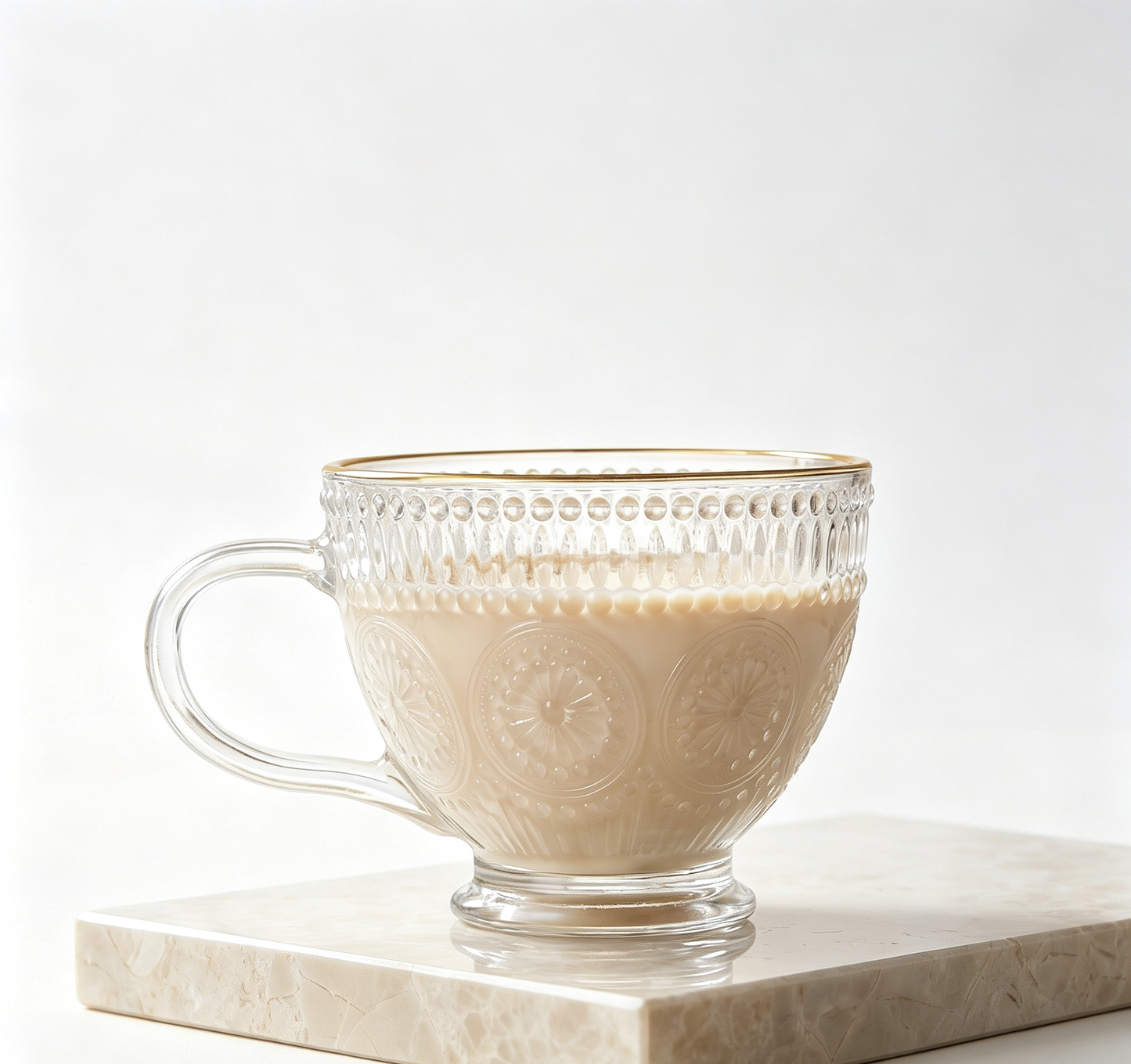 European Retro Dot Embossed Lead-Free Clear Glass Mug