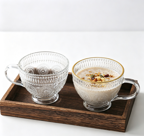 European Retro Dot Embossed Lead-Free Clear Glass Mug