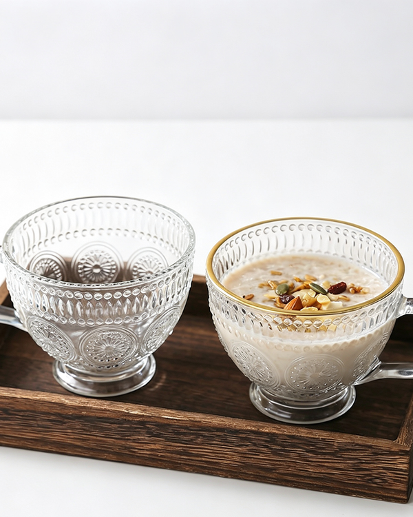 European Retro Dot Embossed Lead-Free Clear Glass Mug