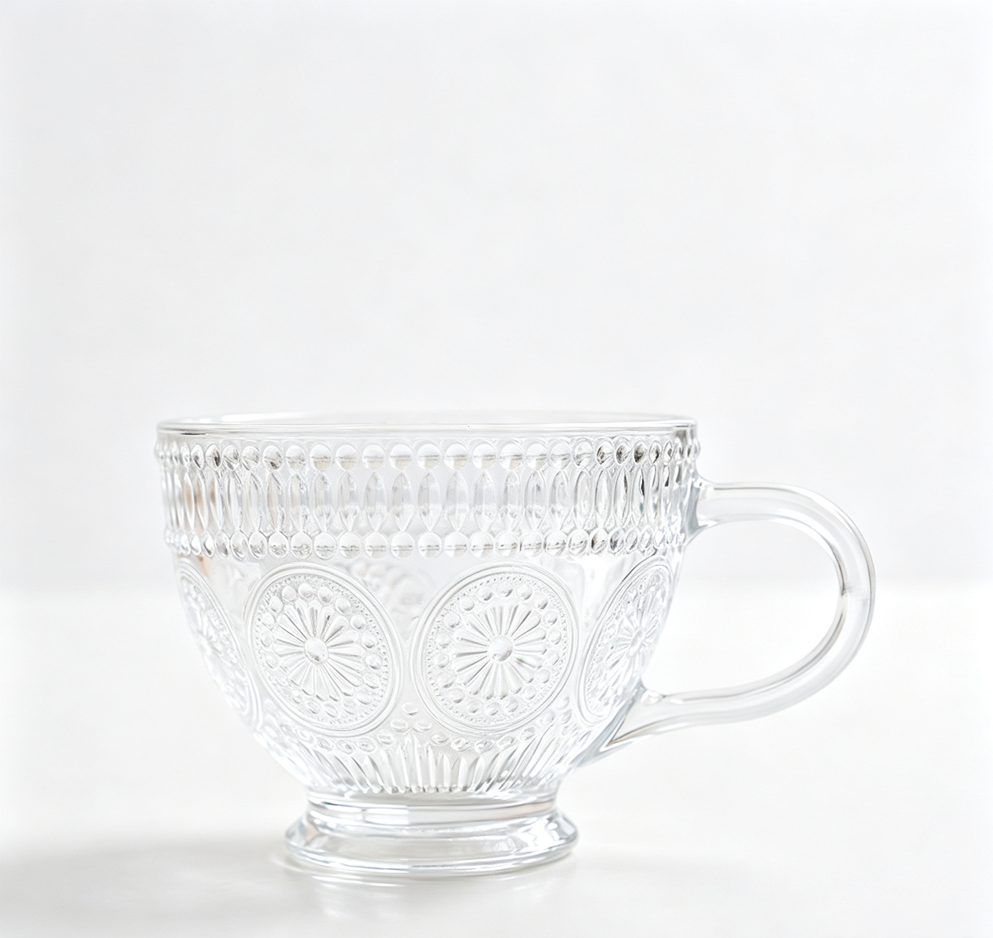 European Retro Dot Embossed Lead-Free Clear Glass Mug