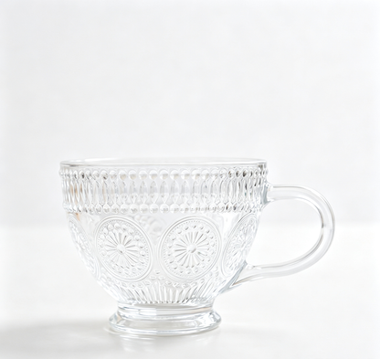 European Retro Dot Embossed Lead-Free Clear Glass Mug