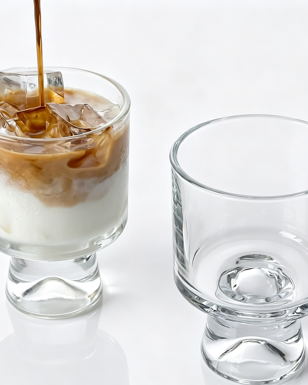 Minimalist Geometric Conical Base Short Stem Crystal Coffee Glass