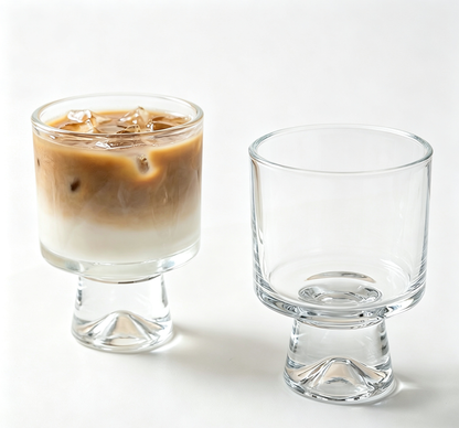 Minimalist Geometric Conical Base Short Stem Crystal Coffee Glass